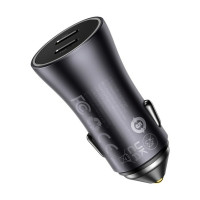 Автомобільний зарядний пристрій Baseus Golden Contactor Pro Dual Fast Charger Car Charger C+C 40W Dark Gray (Колір Темно-серый) - фото № 5