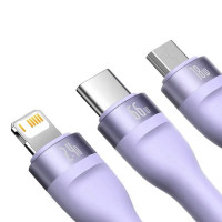 Кабель Baseus Flash Series Ⅱ One-for-three Fast Charging Data Cable USB to M+L+C 66W 1.2m Purple (Цвет Фиолетовый) - фото № 5