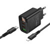 Мережевий зарядний пристрій BOROFONE BA98A Ilustre PD30W (2C1A) charger with digital display set (C to iP) (EU) Black (7073)- № 5