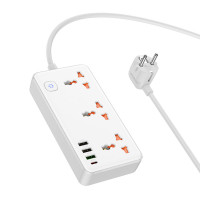 Мережевий подовжувач HOCO AC8A Storm 3-position socket(PD30W/1C3A) White (Цвет Белый) - фото № 3