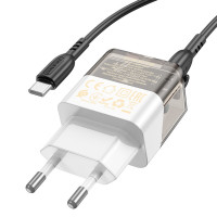 Мережевий зарядний пристрій BOROFONE BA80A Scenery PD20W+QC3.0 charger set(Type-C to Type-C) Transparent Black (Колір Transparent-Black) - фото № 6