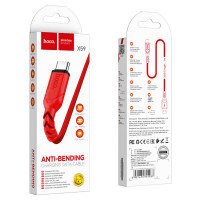 Кабель HOCO X59 USB to Type-C 3A, 1m, nylon, TPE connectors, Red (Цвет 7070) - фото № 4