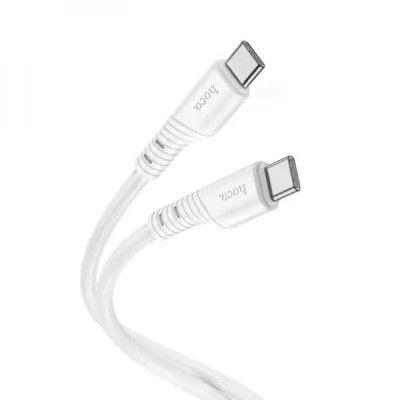 Кабель HOCO X97 Crystal color 60W silicone charging data cable Type-C to Type-C light white (6931474799913) - зображення 1