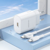 Мережевий зарядний пристрій BOROFONE BA82A Platinum single port PD25W charger set(C to C)(EU) White (7068)- № 6