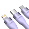 Кабель Baseus Flash Series Ⅱ Two-for-three Charging Cable U+C to M+L+C 100W 1.2m Purple (Фиолетовый)- № 4
