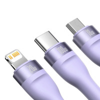 Кабель Baseus Flash Series Ⅱ Two-for-three Charging Cable U+C to M+L+C 100W 1.2m Purple (Цвет Фиолетовый) - фото № 4