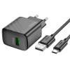 Мережевий зарядний пристрій HOCO CS21A Rich single port QC3.0 charger set (Type-C)(EU) Black (7073)- № 5