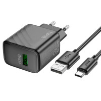 Мережевий зарядний пристрій HOCO CS21A Rich single port QC3.0 charger set (Type-C)(EU) Black (Цвет 7073) - фото № 5
