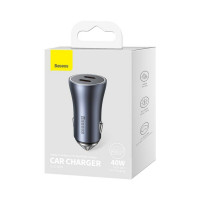 Автомобільний зарядний пристрій Baseus Golden Contactor Pro Dual Fast Charger Car Charger C+C 40W Dark Gray (Колір Темно-серый) - фото № 6