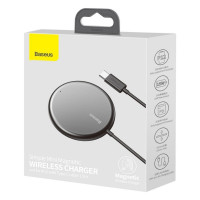 Бездротовий зарядний пристрій Baseus Simple Mini Magnetic Wireless Charger For IPwith Type-C Cable Black (Колір Черный) - фото № 3