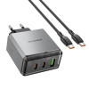 Мережевий зарядний пристрій BOROFONE BN22 Lena PD65W (2C1A) charger set (C to C(EU) Metal Gray (Metal Gray)- № 5
