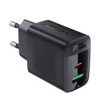 Мережевий зарядний пристрій ACEFAST A78 PD20W GaN (USB-A+USB-C) charger Black (Цвет Черный) - фото № 3