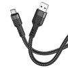Кабель HOCO U110 USB to Type-C 2.4A, 1.2m, нейлон, алюмінієві конектори, Black (6931474770608) - зображення 2