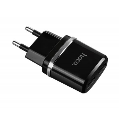 Мережевий зарядний пристрій HOCO C12 Smart dual USB (Micro cable)charger set Black (6957531064114) - зображення 2
