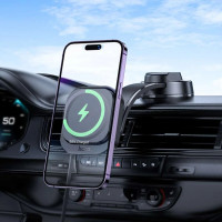 Автотримач для телефона HOCO HW29 Totem ring magnetic wireless fast charging car holder (center console) Black Metal Gray (Цвет Black Metal Gray) - фото № 5