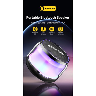 Портативна колонка ESSAGER(Color box)  Tiger portable bluetooth speaker Black - изображение 3