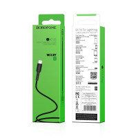 Кабель BOROFONE BX16 USB to iP 2A, 1m, PVC, TPE connectors, Black (Цвет 7073) - фото № 3