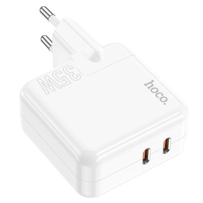 Мережевий зарядний пристрій HOCO C110A Lucky dual-port PD35W(2C) charger White - изображение 3
