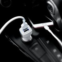 Автомобільний зарядний пристрій HOCO Z23 grand style dual-port car charger set with Micro cable White (Колір Белый) - фото № 3