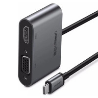 USB-хаб UGREEN USB-C to HDMI + VGA +USB 3.0 Adapter with PD (Space Gray) (Цвет Серый) - фото № 2