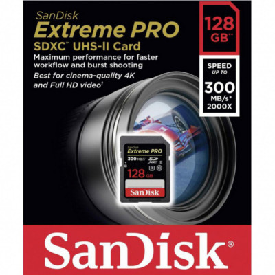 SDXC (UHS-II U3) SanDisk Extreme Pro 128Gb class 10 V90 (R300MB/s, W260MB/s) - изображение 2