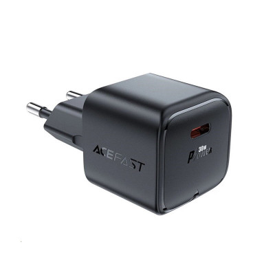 Мережевий зарядний пристрій ACEFAST A77 mini PD30W GaN USB-C charger Black - зображення 1