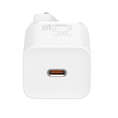 МЗП Baseus Super Si Quick Charger 1C 25W EU Sets White（With Mini White Cable Type-C to Type-C 3A 1m White） - зображення 2