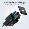 Мережевий зарядний пристрій Usams US-CC189 PD30W+QC3.0 A+C Dual-port Fast Charger (EU)--X-ron Series Black - изображение 3