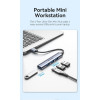 USB-хаб Vention USB 3.0 to USB 3.0/USB 2.0*3 Mini Hub 0.15M Gray Metal Type (CKOHB) (Metal Gray)- № 4