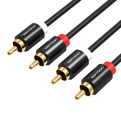 Кабель Vention 2RCA Male to Male Audio Cable 3M Black Metal Type (VAB-R06-B300) - изображение 1