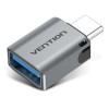 Кабель Vention USB-C «папа» — USB 3.0 «мама» Адаптер OTG из серого алюминиевого сплава (CDQH0)
