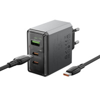 Мережевий зарядний пристрій BOROFONE BN22 Lena PD65W (2C1A) charger set (C to C(EU) Metal Gray (Колір Metal Gray) - фото № 4