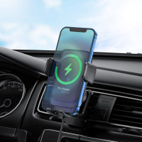 Тримач для мобільного з БЗП HOCO S35 Smart alignment wireless charging car holder Black (Цвет Черный) - фото № 6