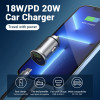 Автомобільний зарядний пристрій Vention Two-Port USB A+C(18/20) Car Charger Gray Mini Style Aluminium Alloy Type (FFBH0) - изображение 3