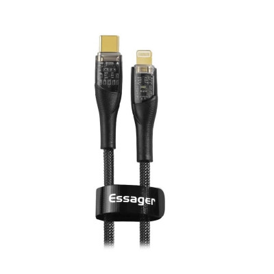 Кабель Essager Interstellar Transparent Design USB Charging Cable Type C to Lightning 1m black (EXCTL-XJ01-P) (EXCTL-XJ01-P) - зображення 1