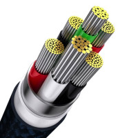 Кабель Baseus Flash Series Ⅱ One-for-three Fast Charging Data Cable USB to M+L+C 100W 1.2m Blue (Колір Синий) - фото № 6