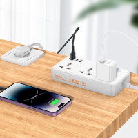 Мережевий подовжувач HOCO AC8A Storm 3-position socket(PD30W/1C3A) White (Цвет Белый) - фото № 5