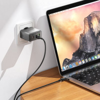 Мережевий зарядний пристрій BOROFONE BN22 Lena PD65W (2C1A) charger set (C to C(EU) Metal Gray (Колір Metal Gray) - фото № 8