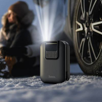 Автомобільний насос HOCO S53 Breeze portable smart air pump Black - изображение 5