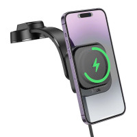Автотримач для телефона HOCO HW29 Totem ring magnetic wireless fast charging car holder (center console) Black Metal Gray (Цвет Black Metal Gray) - фото № 3