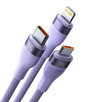 Кабель Baseus Flash Series Ⅱ Two-for-three Charging Cable U+C to M+L+C 100W 1.2m Purple (Цвет Фиолетовый) - фото № 3