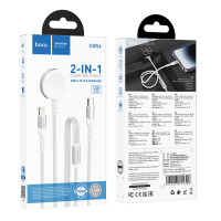 Бездротовий зарядний пристрій HOCO CW54 2-in-1 charging cable iP+iWatch White (Цвет Белый) - фото № 5