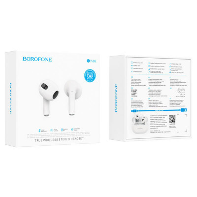 Навушники BOROFONE BW09 Sound rhyme true wireless BT headset Ceramic White (BW09CW) - изображение 4