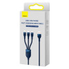 Кабель Baseus Flash Series Ⅱ One-for-three Fast Charging Data Cable USB to M+L+C 100W 1.2m Blue (Синий)- № 2