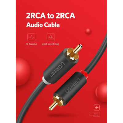 Аудіо кабель UGREEN AV104 2RCA Male to 2RCA Male Cable 1m (Black)(UGR-30747) - зображення 8