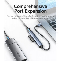 USB-хаб Vention USB 3.0 to USB 3.0/USB 2.0*3 Mini Hub 0.15M Gray Metal Type (CKOHB) (Цвет Metal Gray) - фото № 5