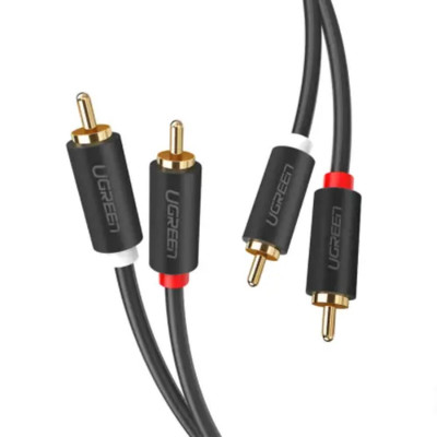 Аудіо кабель UGREEN AV104 2RCA Male to 2RCA Male Cable 1m (Black)(UGR-30747) - зображення 1