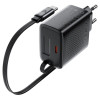 Мережевий зарядний пристрій ACEFAST A110 PD30W GaN charger (USB-C+USB-C) with retractable cable (EU) Black (7073)- № 3