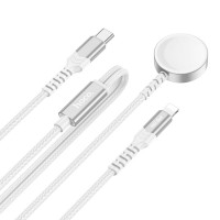Бездротовий зарядний пристрій HOCO CW54 2-in-1 charging cable iP+iWatch White (Цвет Белый) - фото № 2
