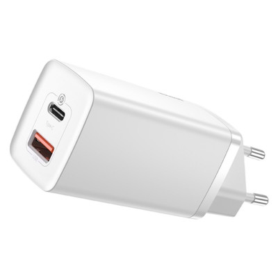 Мережевий зарядний пристрій Baseus GaN2 Lite Quick Charger C+U 65W EU White - зображення 1